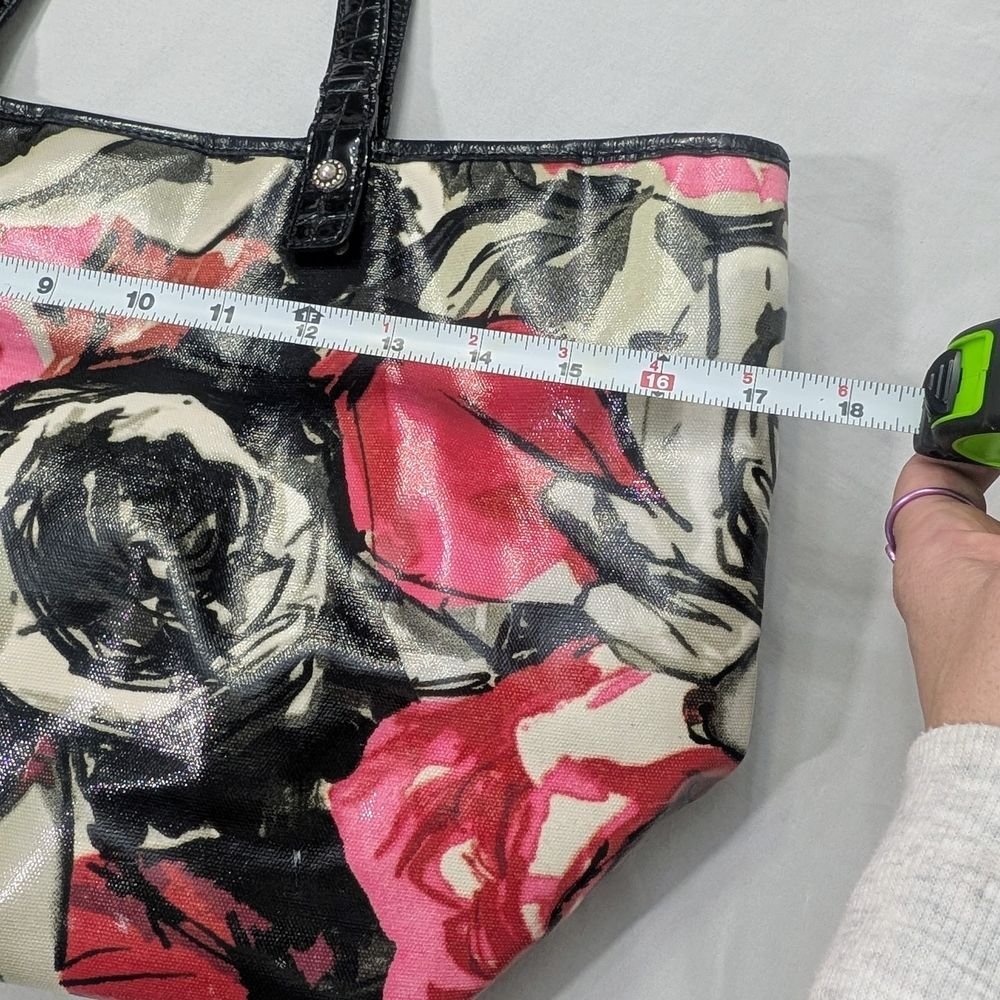 Brighton Floral Rose Tote Bag - Black and Pink - Picture 5 of 10